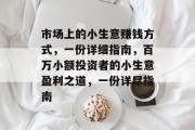 市场上的小生意赚钱方式，一份详细指南，百万小额投资者的小生意盈利之道，一份详尽指南