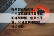 探索创业新天地，50个小生意赚钱项目加盟的详细解析，创业小生意，50种盈利赚钱的投资项目