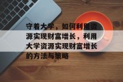守着大学，如何利用资源实现财富增长，利用大学资源实现财富增长的方法与策略