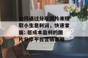 如何通过分享图片来赚取小生意利润，快速掌握: 低成本盈利的图片分享平台营销策略