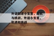 外语翻译小生意，商机与挑战，外语小生意，机遇和挑战