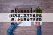 做个小生意在漯河赚钱的方法，漯河创业好选择，小生意如何快速盈利?