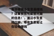 金华哪些小生意最赚钱？这里有你可能感兴趣的信息！，浦江小生意排行榜，哪些生意能让你轻松赚钱