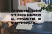 农村商机无限，探索哪些生意能带来丰厚的收益，农村商机无限，探索丰收生意的秘诀