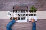 一千元小生意如何赚钱？，一万元创业资金的投资项目推荐