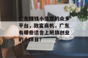 广东赚钱小生意的众多平台，致富商机，广东有哪些适合上班族创业的小项目？