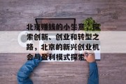北京赚钱的小生意，探索创新、创业和转型之路，北京的新兴创业机会与盈利模式探索