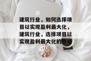 建筑行业，如何选择项目以实现盈利最大化，建筑行业，选择项目以实现盈利最大化的策略