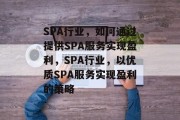 SPA行业，如何通过提供SPA服务实现盈利，SPA行业，以优质SPA服务实现盈利的策略