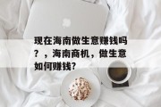 现在海南做生意赚钱吗？，海南商机，做生意如何赚钱?