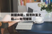 新疆南疆，探寻致富之路——如何赚钱