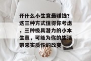 开什么小生意最赚钱？这三种方式值得你考虑，三种极具潜力的小本生意，可能为你的生活带来实质性的改变