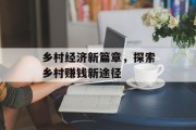 乡村经济新篇章，探索乡村赚钱新途径