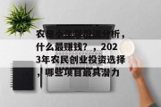 农田小生意投资分析，什么最赚钱？，2023年农民创业投资选择，哪些项目最具潜力