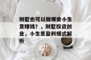 别墅也可以做哪些小生意赚钱？，别墅投资创业，小生意盈利模式解析