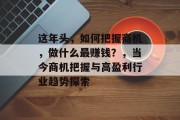 这年头，如何把握商机，做什么最赚钱？，当今商机把握与高盈利行业趋势探索