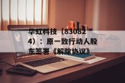 华虹科技（830824）：原一致行动人股东签署《解除协议》