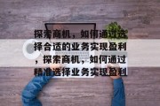 探索商机，如何通过选择合适的业务实现盈利，探索商机，如何通过精准选择业务实现盈利