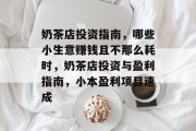 奶茶店投资指南，哪些小生意赚钱且不那么耗时，奶茶店投资与盈利指南，小本盈利项目速成