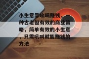 小生意靠吆喝赚钱，一种古老但有效的商业策略，简单有效的小生意，只需吼叫就能赚钱的方法