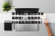 探索商机，做什么项目最赚钱？，探索商机，科技创业项目最赚钱？