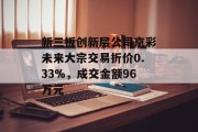 新三板创新层公司京彩未来大宗交易折价0.33%，成交金额96万元
