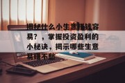 揭秘什么小生意赚钱容易？，掌握投资盈利的小秘诀，揭示哪些生意易赚不愁