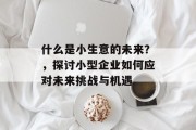 什么是小生意的未来？，探讨小型企业如何应对未来挑战与机遇