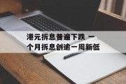 港元拆息普遍下跌 一个月拆息创逾一周新低