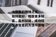 小生意的赚钱之道——如何做好、赚取更多财富，盈利秘籍，成功经营小生意的方法与策略