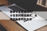 那些小生意赚钱吗？，小生意的赚钱模式，从零开始盈利的方法