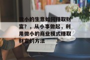 微小的生意如何赚取财富？，从小事做起，利用微小的商业模式赚取财富的方法