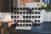 探索当地商机，如何通过发掘本地资源实现财富增长，发掘本地资源，实现财富增长，探索当地商机的策略与路径