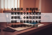 小本投资，快速回报，探索哪些小本买卖能快速赚钱，小本投资快速回报，探索哪些小本买卖能快速赚钱的途径