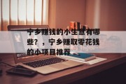 宁乡赚钱的小生意有哪些？，宁乡赚取零花钱的小项目推荐