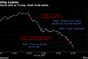 马斯克与特朗普的口水战 拖累特斯拉股价创逾四年最大跌幅