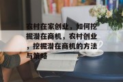 农村在家创业，如何挖掘潜在商机，农村创业，挖掘潜在商机的方法与策略