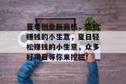 夏季创业新商机，轻松赚钱的小生意，夏日轻松赚钱的小生意，众多好项目等你来挖掘！