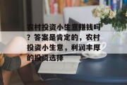 农村投资小生意赚钱吗？答案是肯定的，农村投资小生意，利润丰厚的投资选择