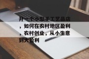 开一个小型手工艺品店，如何在农村地区盈利，农村创业，从小生意到大盈利