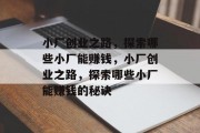 小厂创业之路，探索哪些小厂能赚钱，小厂创业之路，探索哪些小厂能赚钱的秘诀