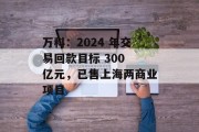 万科：2024 年交易回款目标 300 亿元，已售上海两商业项目