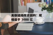 美联储隔夜逆回购：规模低于 3000 亿