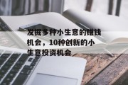 发掘多种小生意的赚钱机会，10种创新的小生意投资机会