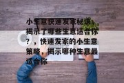 小生意快速发家秘诀，揭示了哪些生意适合你？，快速发家的小生意策略，揭示哪种生意最适合你