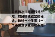 农民做小生意赚钱并不难，农民赚钱致富的秘诀，做好一个生意（一个小生意创业赚钱不难