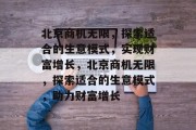 北京商机无限，探索适合的生意模式，实现财富增长，北京商机无限，探索适合的生意模式，助力财富增长