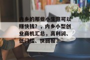 内乡的那些小生意可以赚快钱？，内乡小型创业商机汇总，高利润、低门槛、快回报