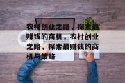农村创业之路，探索最赚钱的商机，农村创业之路，探索最赚钱的商机与策略