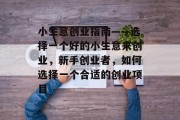 小生意创业指南——选择一个好的小生意来创业，新手创业者，如何选择一个合适的创业项目